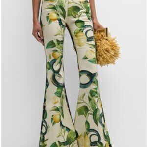 SOLD OUT Gorgeous Roberto Cavalli Colorblock Lemon Print Flare Pant! Size US 10